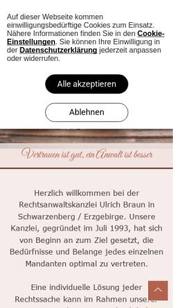 Vorschau der mobilen Webseite www.rechtsanwalt-ulrich-braun.de, Braun Ulrich