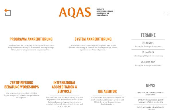 Vorschau von www.aqas.de, Agentur für Qualitätssicherung durch Akkreditierung von Studiengängen e. V. (AQAS)