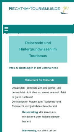 Vorschau der mobilen Webseite www.recht-im-tourismus.de, Recht-im-Tourismus.de [Rechtsanwältin Grit Andersch, Berlin]