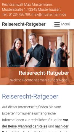 Vorschau der mobilen Webseite www.reiserecht-ratgeber.de, Reiserecht-Ratgeber [Rechtsanwältin Tanja Hanisch, Gauting]