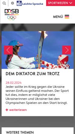 Vorschau der mobilen Webseite www.dosb.de, Deutscher Olympischer Sportbund e.V.
