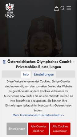Vorschau der mobilen Webseite www.oeoc.at, Österreichisches Olympisches Comité
