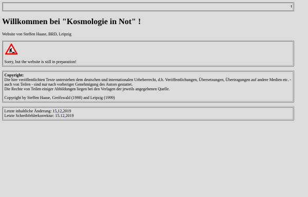 Vorschau von www.xhaase.de, Kosmologie in Not