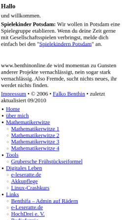 Vorschau der mobilen Webseite www.benthinonline.de, Benthin, Falko