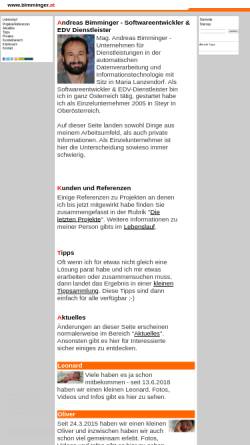 Vorschau der mobilen Webseite www.bimminger.at, Bimminger, Andreas