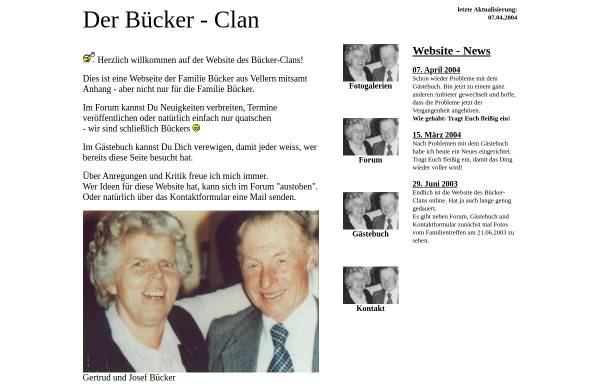 Vorschau von www.bueckerclan.de, Bücker, Familie