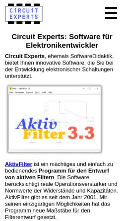 Vorschau der mobilen Webseite www.softwaredidaktik.de, Elektronik-Software und PSPICE-Modelle