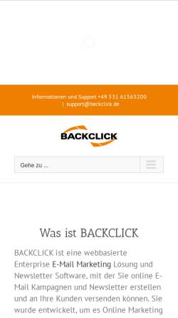 Vorschau der mobilen Webseite www.backclick.de, Backclick GmbH