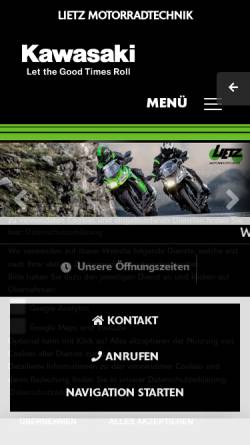 Vorschau der mobilen Webseite www.lietz-motorradtechnik.de, Lietz Motorradtechnik