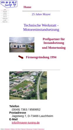 Vorschau der mobilen Webseite www.mayer-tuning.de, Motortuning