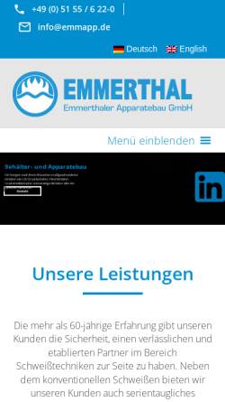 Vorschau der mobilen Webseite www.emmapp.de, Emmerthaler Apparatebau GmbH