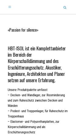 Vorschau der mobilen Webseite www.hbt-isol.ch, HBT-ISOL AG