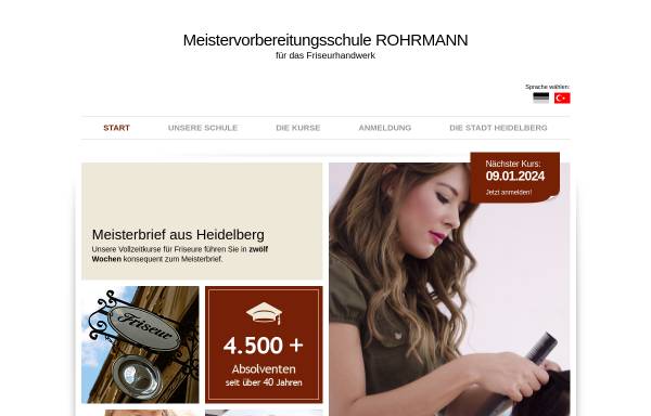 Vorschau von www.meisterkurse.de, Meistervorberreitungsschule Rohrmann für das Friseurhandwerk