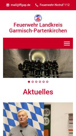 Vorschau der mobilen Webseite www.ffgap.de, Feuerwehren des Landkreises Garmisch-Partenkirchen
