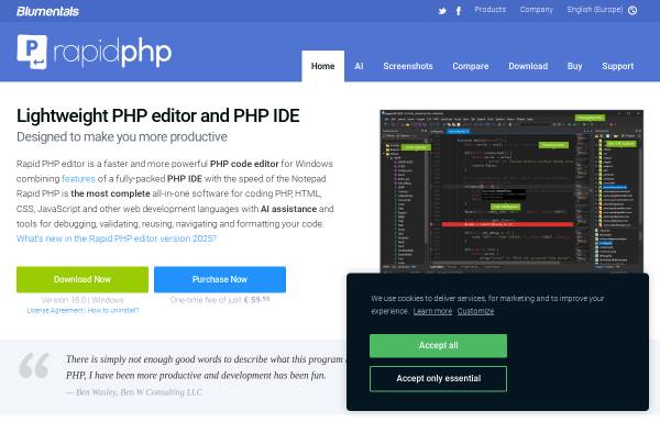 Vorschau von www.rapidphpeditor.com, Rapid PHP Editor
