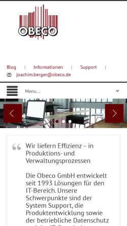 Vorschau der mobilen Webseite www.obeco.de, Obeco GmbH