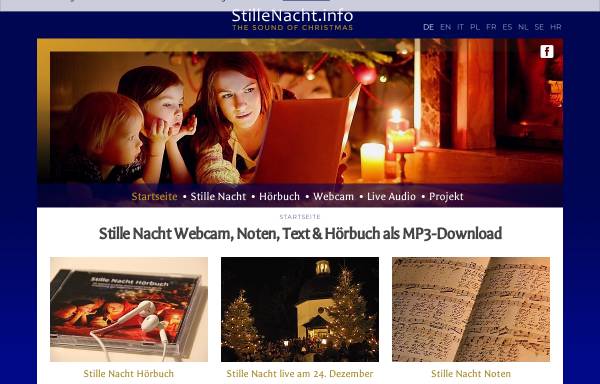 Vorschau von www.stillenacht.info, Stille Nacht Webcam, Noten & Videos