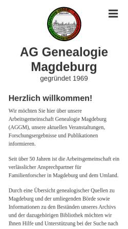 Vorschau der mobilen Webseite www.genealogienetz.de, Arbeitsgemeinschaft Genealogie/Familienforschung Magdeburg