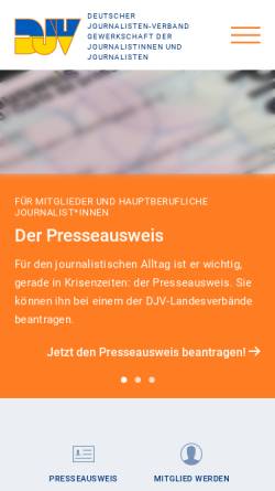 Vorschau der mobilen Webseite www.djv.de, Deutscher Journalisten-Verband e.V. [DJV] - Gewerkschaft der Journalistinnen und Journalisten