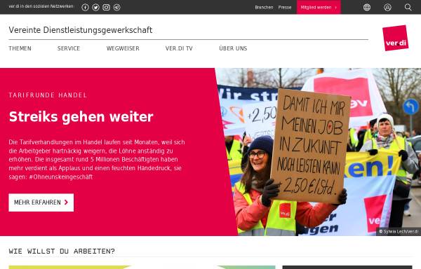 Vorschau von www.verdi.de, ver.di - Vereinte Dienstleistungsgewerkschaft e. V.