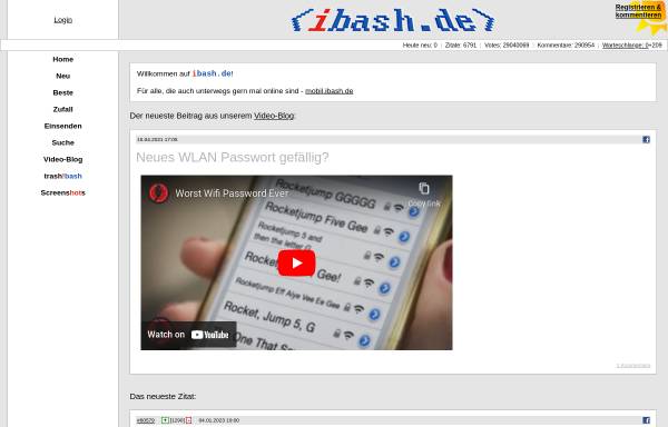 Vorschau von www.ibash.de, Zitate aus IRC und IM