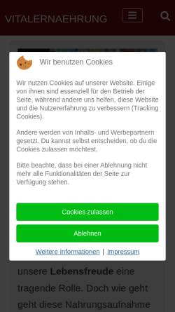 Vorschau der mobilen Webseite www.vitalernaehrung.de, Nahrung und Ernährung