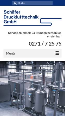 Vorschau der mobilen Webseite www.schaefer-druckluft.de, Schäfer Drucklufttechnik GmbH