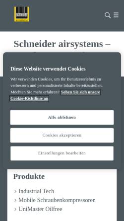 Vorschau der mobilen Webseite www.schneider-druckluft.de, Schneider Druckluft GmbH