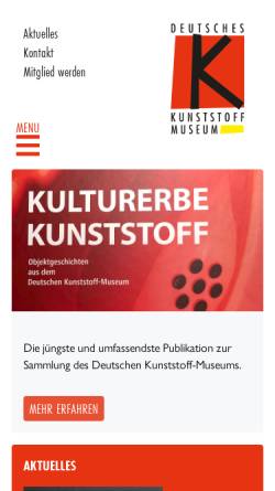Vorschau der mobilen Webseite www.deutsches-kunststoff-museum.de, Kunststoff-Museums-Verein e.V.