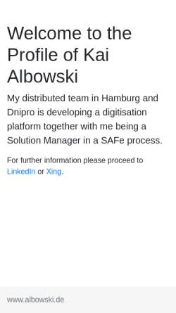 Vorschau der mobilen Webseite www.albowski.de, Albowski, Kai