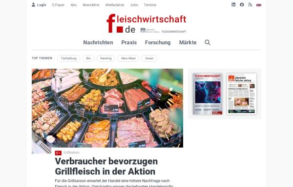 Vorschau von www.fleischwirtschaft.de, Nachrichten aus AFZ (Allgemeine Fleischer Zeitung)
