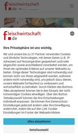 Vorschau der mobilen Webseite www.fleischwirtschaft.de, Nachrichten aus AFZ (Allgemeine Fleischer Zeitung)