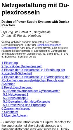 Vorschau der mobilen Webseite www.schild.net, Netzgestaltung mit Duplexdrosseln