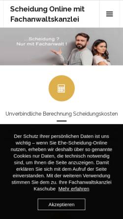 Vorschau der mobilen Webseite www.scheidung-via-internet.de, RA Meinberg
