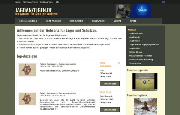 Vorschau von www.jagdanzeigen.de, Jagdanzeigen