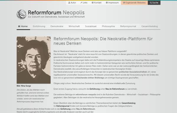 Vorschau von reformforum-neopolis.de, Reformforum Neopolis - Demokratie und Sozialstaat