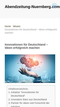 Vorschau der mobilen Webseite www.innovationen-fuer-deutschland.de, Partner für Innovation