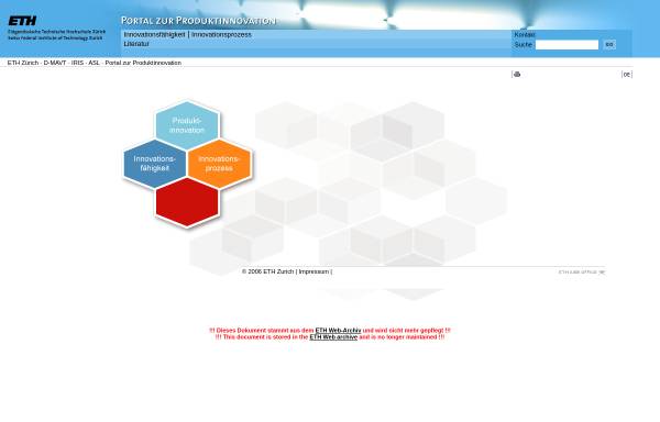 Vorschau von www.ipi.ethz.ch, Portal zur Produktinnovation