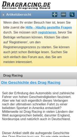 Vorschau der mobilen Webseite www.dragracing.de, German Drag Racing Board