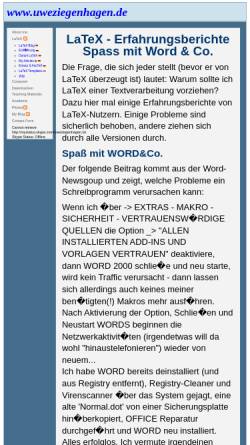 Vorschau der mobilen Webseite uweziegenhagen.de, LaTeX-Erfahrungsberichte - Spass mit Word & Co.