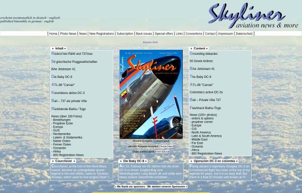 Vorschau von www.skyliner-aviation.de, Skyliner aviation news & more