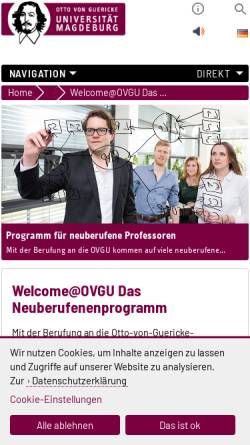 Vorschau der mobilen Webseite www.uni-magdeburg.de, Arbeitsgruppe Meßtechnik/Sensorik der Otto-von-Guericke- Universität Magdeburg