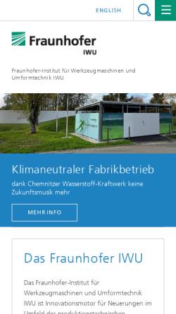 Vorschau der mobilen Webseite www.iwu.fraunhofer.de, Fraunhofer-Institut für Werkzeugmaschinen und Umformtechnik