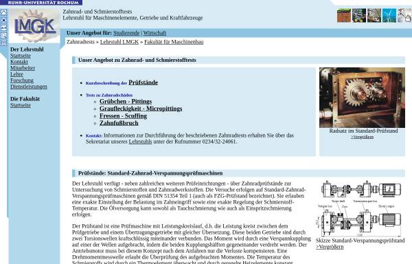 Vorschau von homepage.ruhr-uni-bochum.de, Tests von Zahnräder und Schmierstoffen