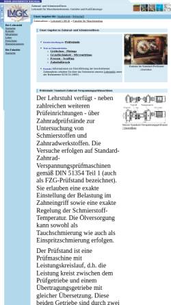 Vorschau der mobilen Webseite homepage.ruhr-uni-bochum.de, Tests von Zahnräder und Schmierstoffen