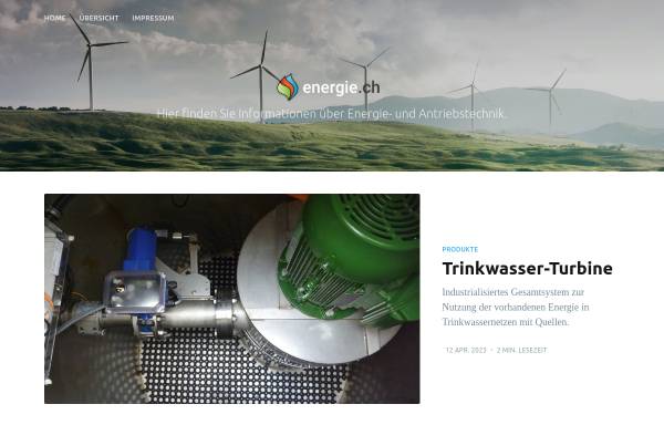 Vorschau von energie.ch, Portal zu Energie in der Schweiz