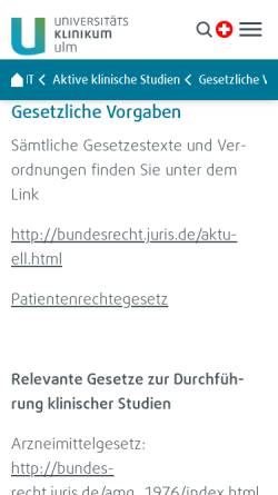 Vorschau der mobilen Webseite www.uniklinik-ulm.de, Chirurgische Klinik Ulm