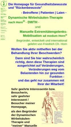 Vorschau der mobilen Webseite www.dwth.de, Dynamische Wirbelsäulen-Therapie nach Horn