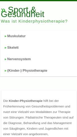 Vorschau der mobilen Webseite www.physiopaed.de, Kinderphysiotherapie