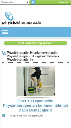 Vorschau der mobilen Webseite www.physiotherapie.de, Physiotherapie.de